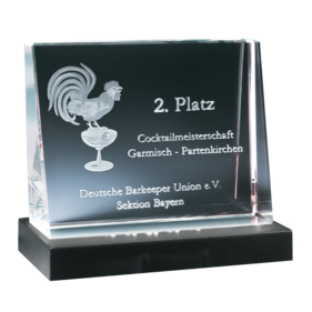 Contento Pokal mit 2D Laserinnengravur Logo/Text in Glasframe (Standardprogramm)
