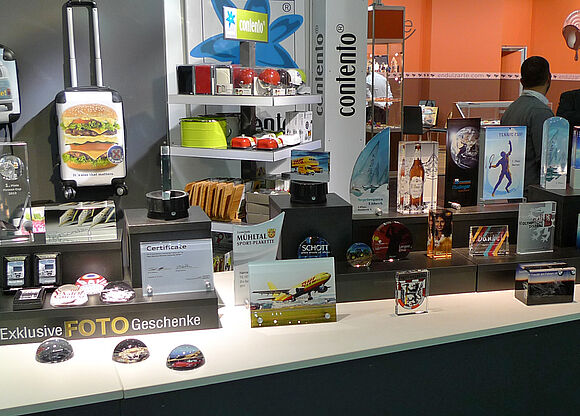 Contento Werbemittel & Promotion auf der PSI 2015 - Druck auf Glas