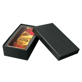 Exklusive Glastrophie mit Kombination Farbdruck + 2D Laserinnengravur in Glas in Standard-Geschenkbox