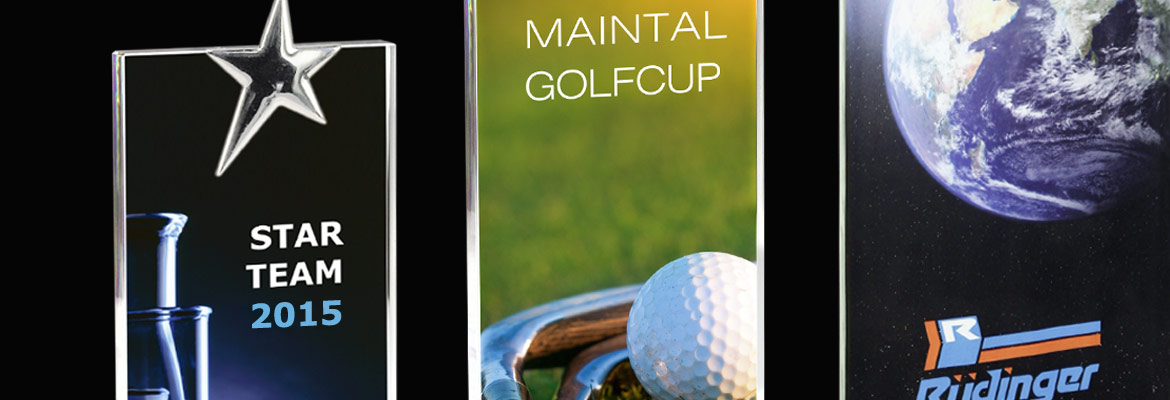 Contento Pokale, Trophies & Awards mit farbigem Digitaldruck auf Glas